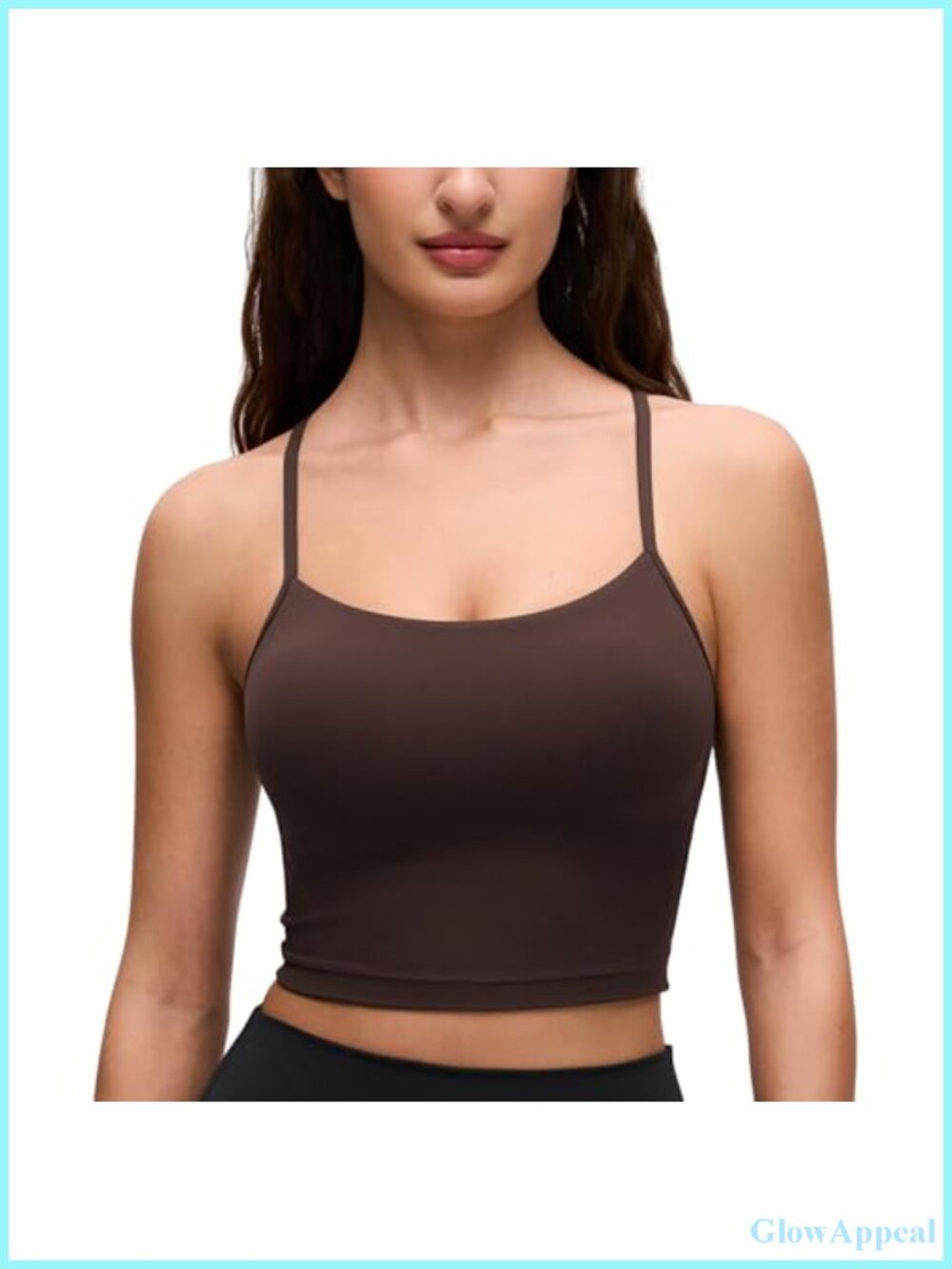 Y-Back Crop Tank Top Built in Bra Removable Pads Yoga Lounge Slim Fit